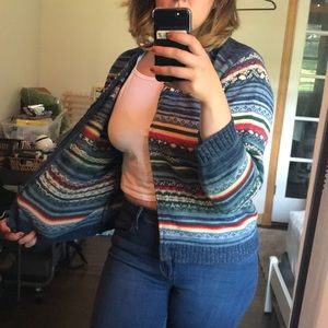 Heirloom Collectibles Striped Zip Up Knit Sweater